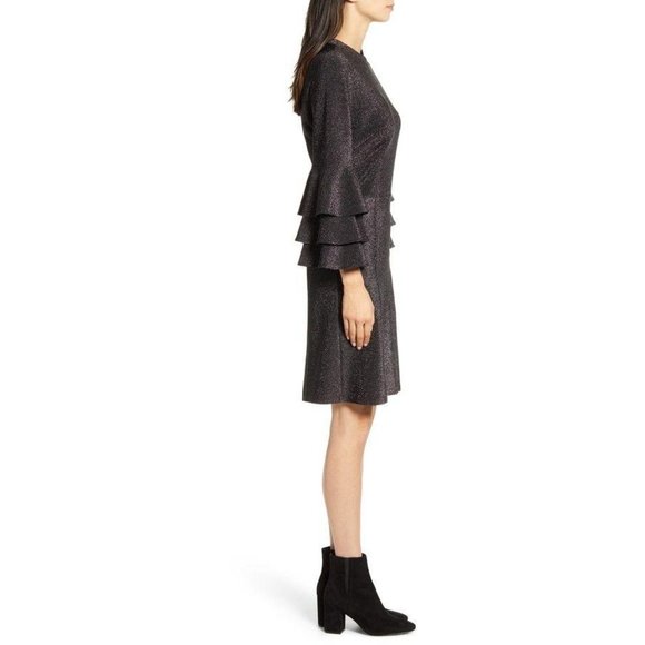 Scotch & Soda Metallic Ruffle Sheath Dress in Black X-Small New women’s cocktail - Picture 9 of 10